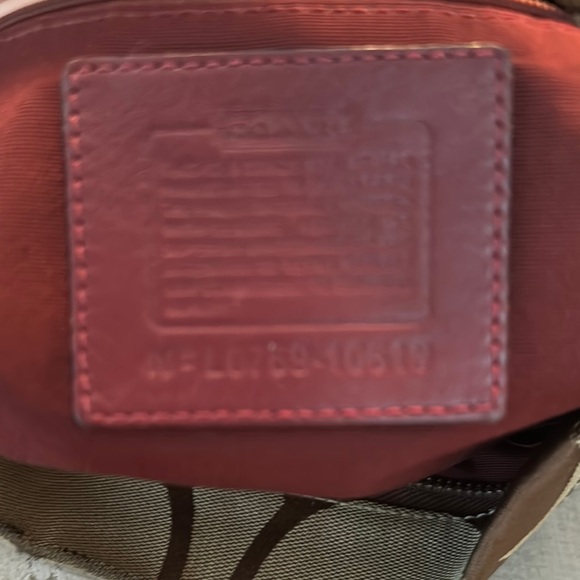 Coach Brown and Red Monogram Shoulder Bag - Picture 8 of 11